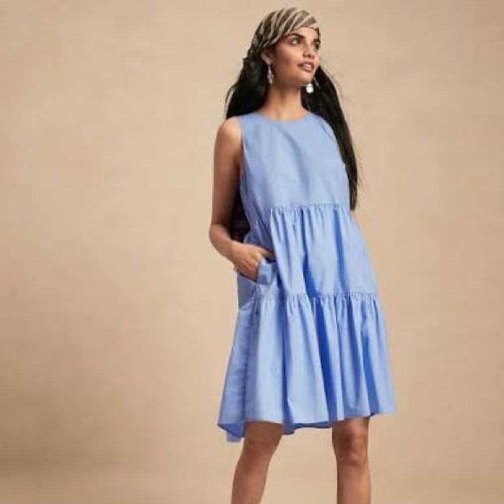 Banana Republic poplin tiered mini dress
